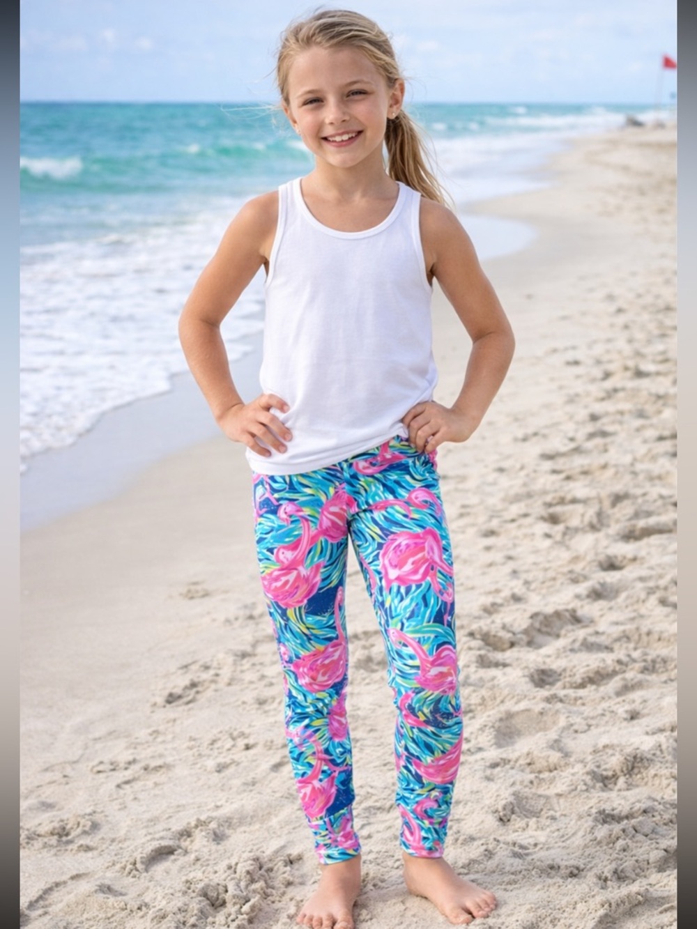 Lilly Pulitzer Flamingo Print Leggings.  Girls size XL (12-14).  NWOT condition
